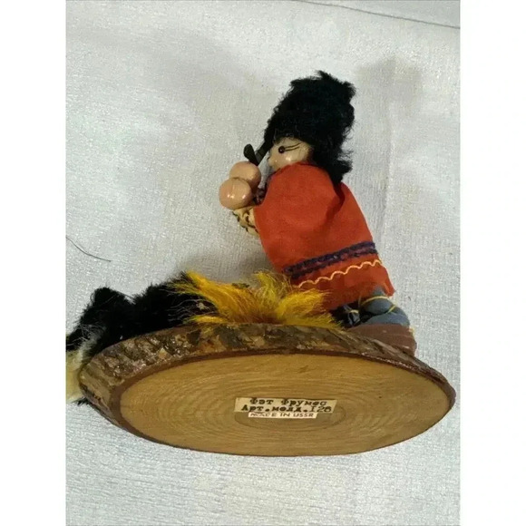 Russian Wood Hand Carved Man‎ Holding knife & 5" Tree Figurine Made in USSR Vtg - Picture 9 of 9